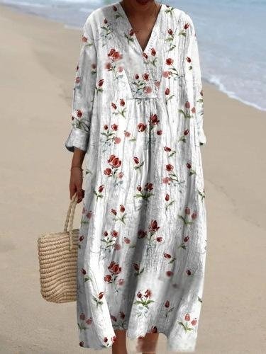 Women's Abstract Pattern Art Print Cotton Dress