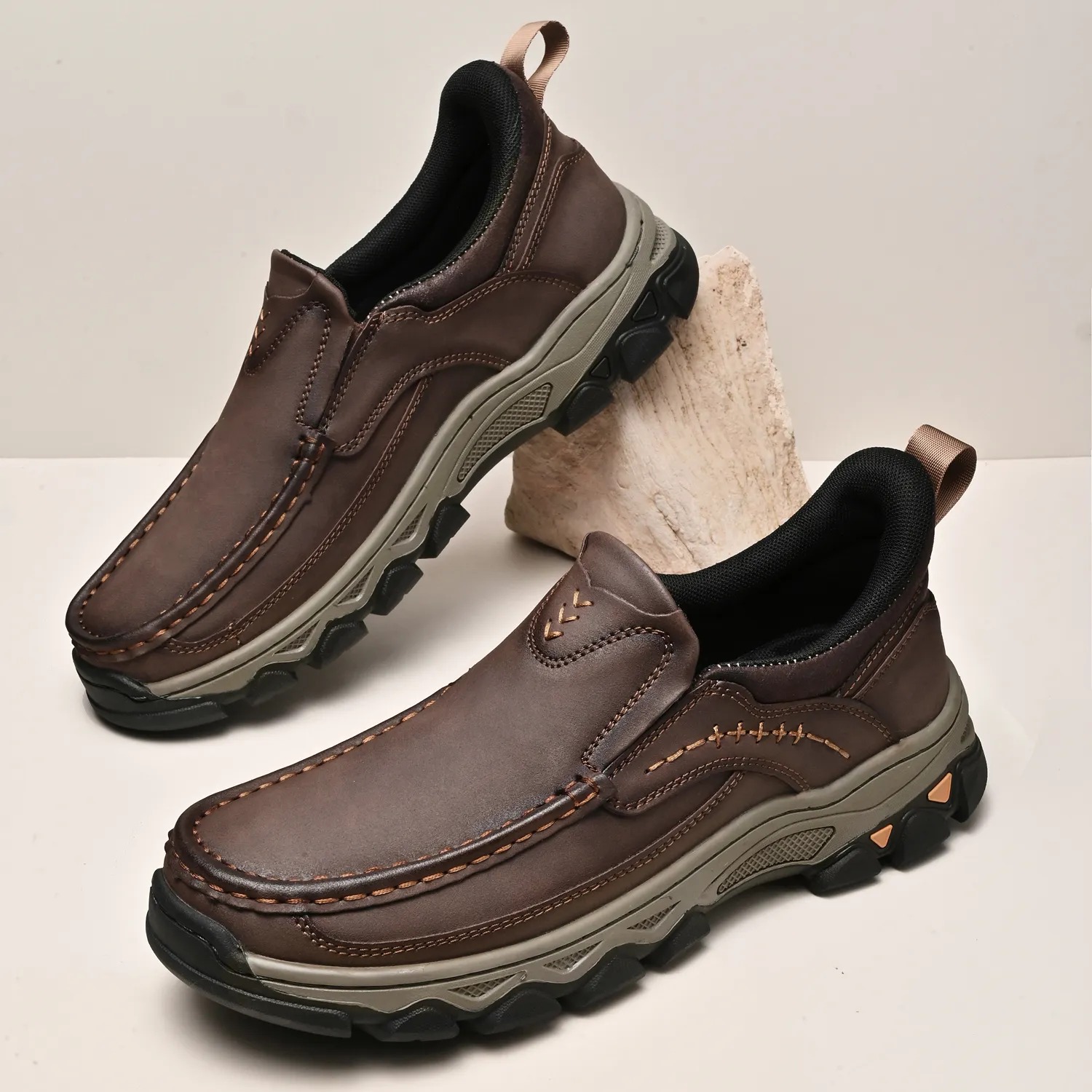 Promotion 60% OFF - 2025 New Men's Orthopedic Comfortable Hands-Free Genuine Leather Slip On Loafers