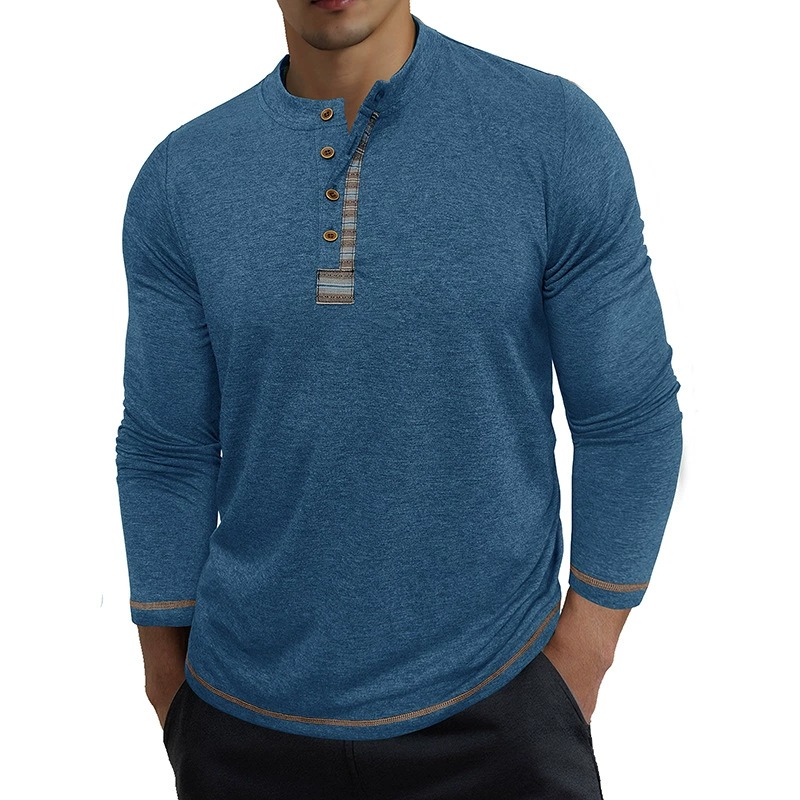 Men's crew neck long sleeve tough henley T-shirt