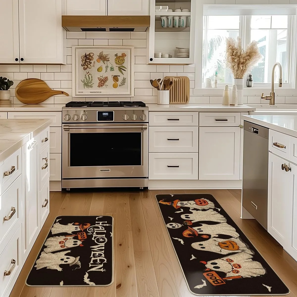 💖Early Halloween Sale 49% OFF🎃 Washable Non-Slip Halloween Kitchen Rug Sets of 2