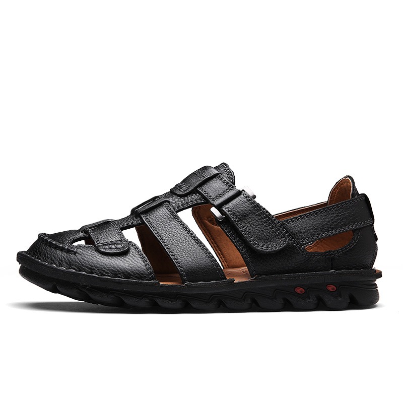Men Closed Toe Leather Fisherman Adjustable Summer Sandals