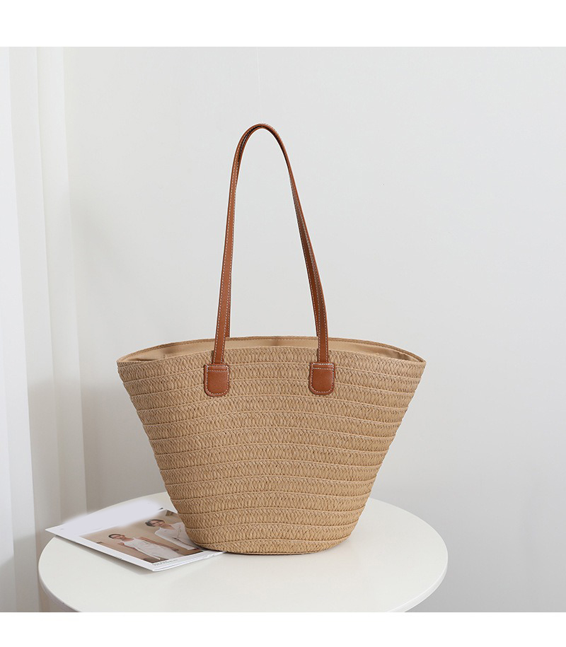 Straw Bag Women Rattan Woven Shoulder Handbag Summer Beach Bag Top Handle Big Capacity Travel Tote