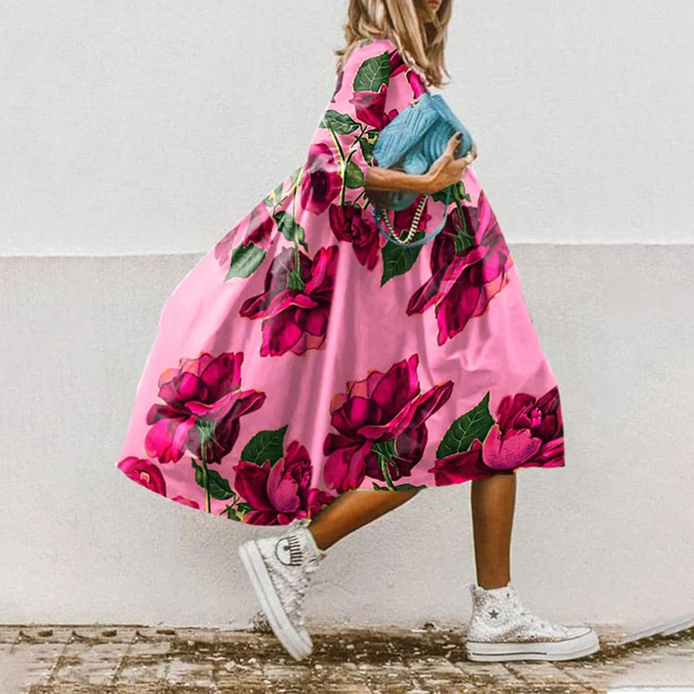 Vibrant Floral Acetate Dress