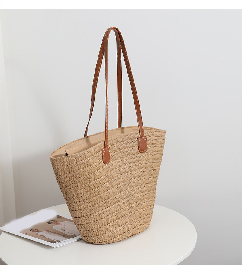 Straw Bag Women Rattan Woven Shoulder Handbag Summer Beach Bag Top Handle Big Capacity Travel Tote