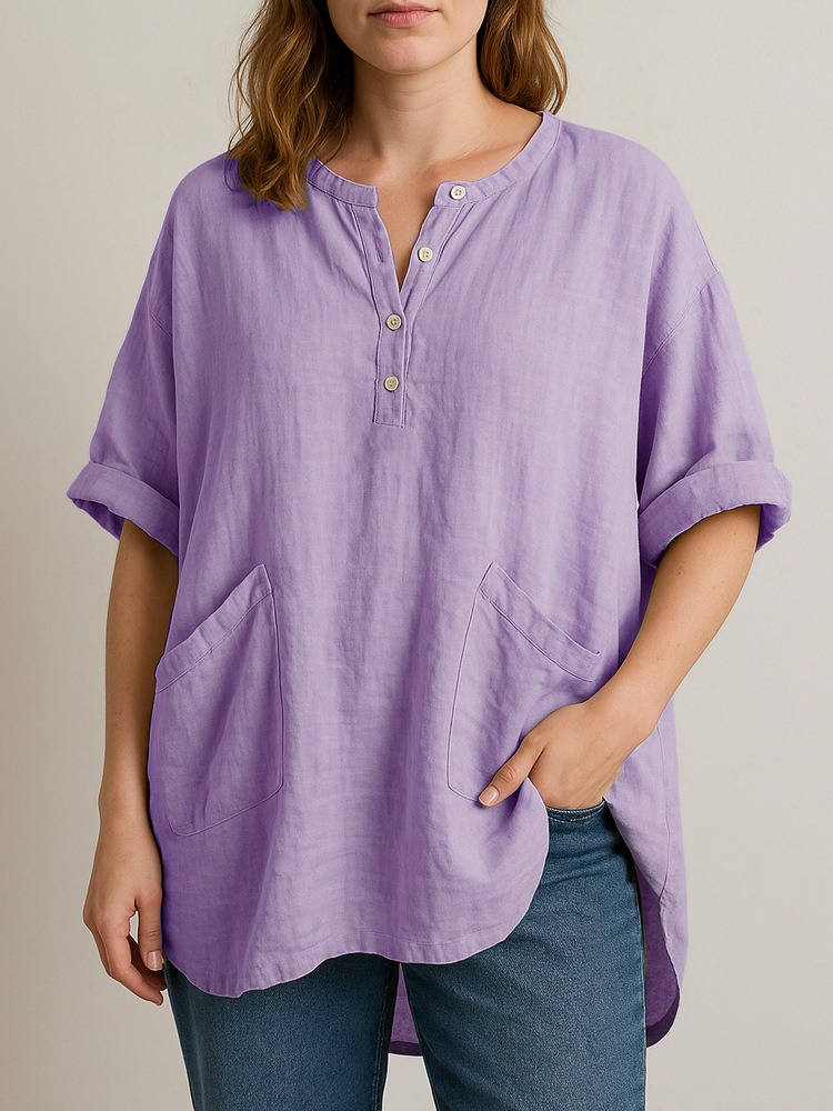 Casual 3/4 sleeves V-neck shirt