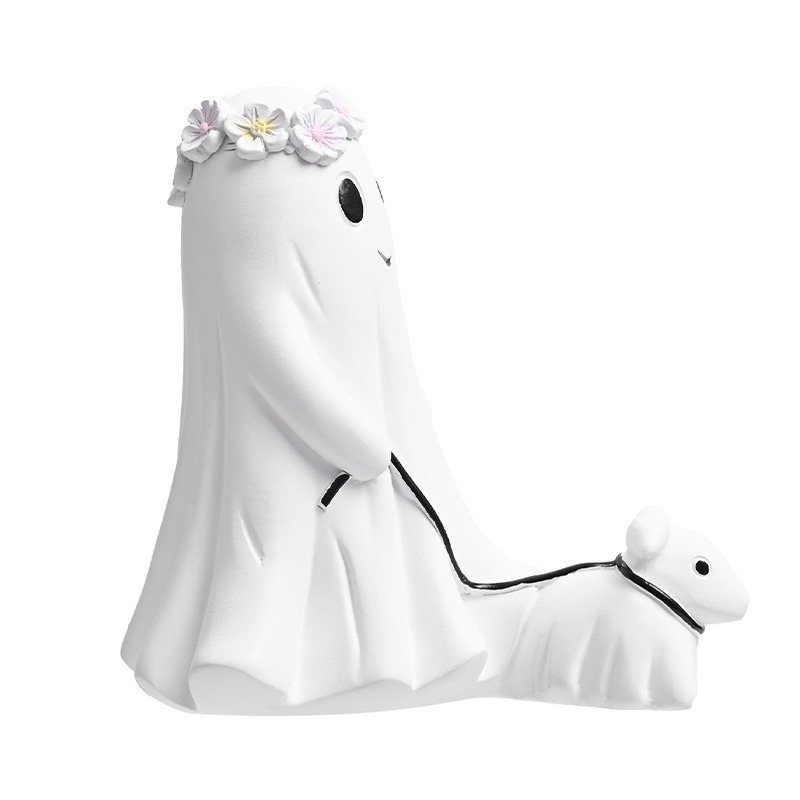 Ghost Walking Dog Statue Set