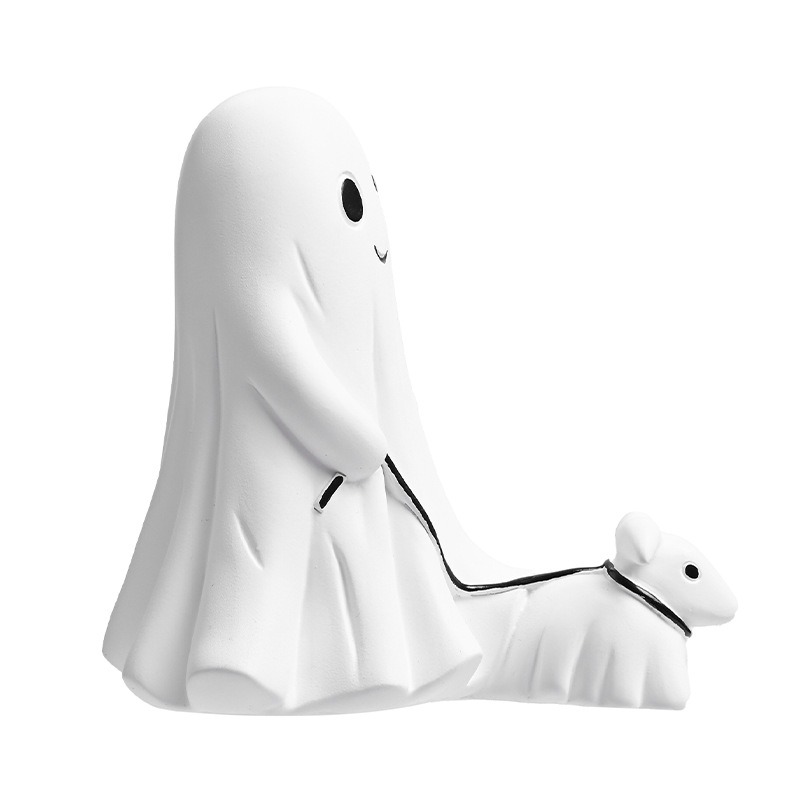 Ghost Walking Dog Statue Set