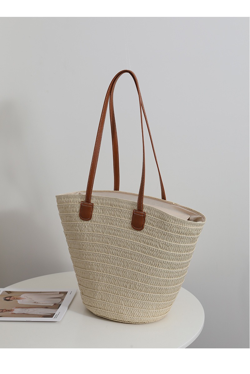 Straw Bag Women Rattan Woven Shoulder Handbag Summer Beach Bag Top Handle Big Capacity Travel Tote