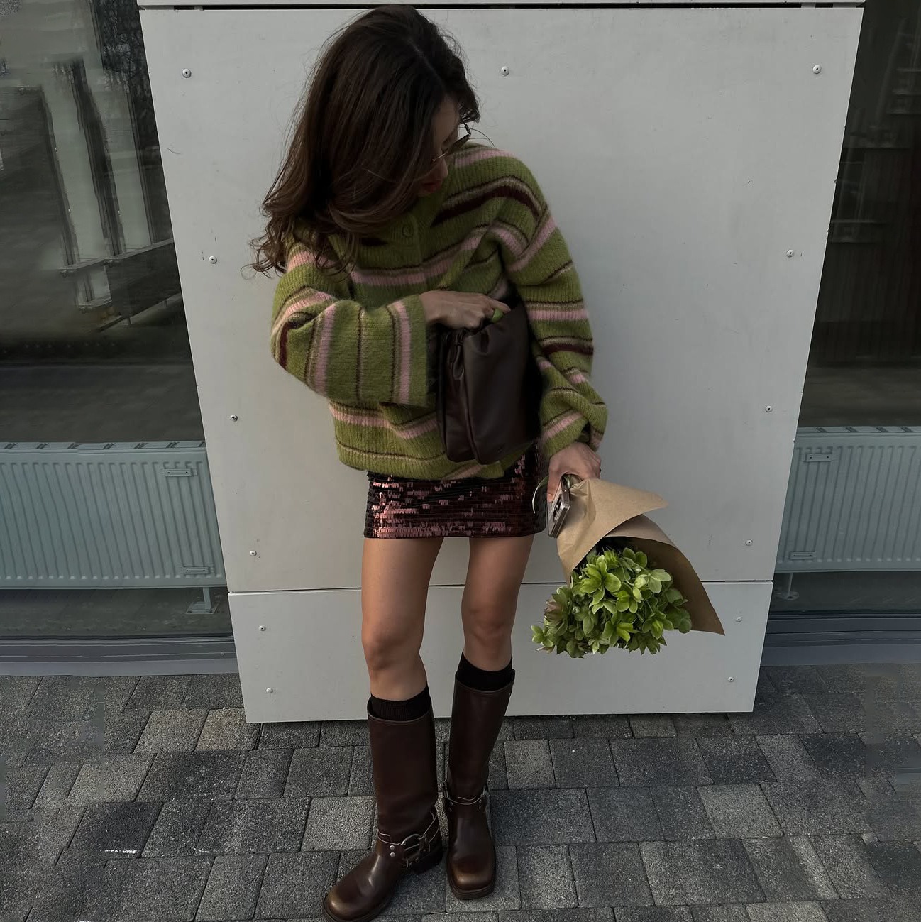 Elegant Stripe V Neck Women Sweater Single Breasted Loose Knitted Lady Cardigan 2025 Autumn Elegant Full Sleeve Female Coat