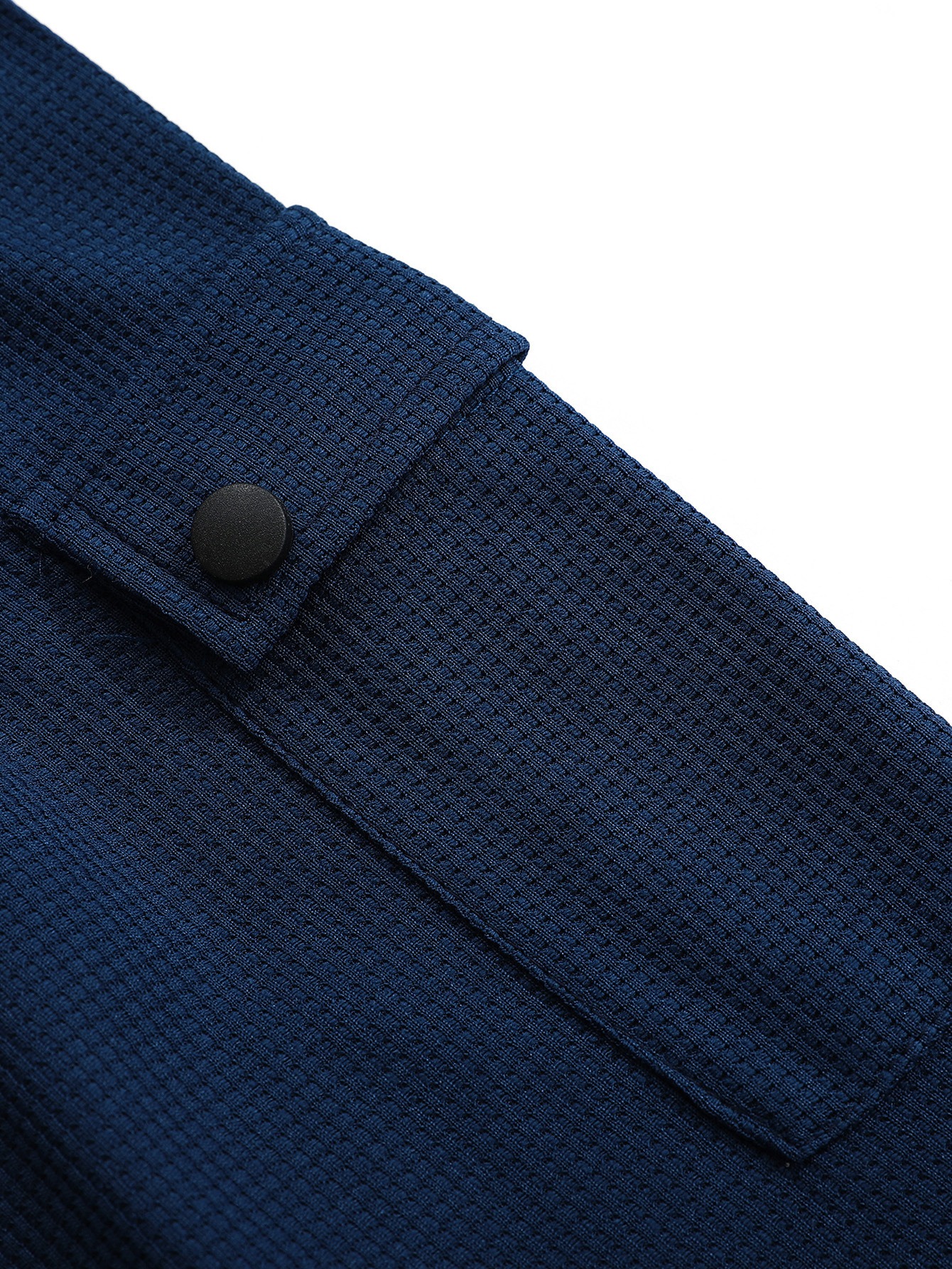 Mens Casual Waffle Henley Tops False Bilayer Quarter Button Solid Color Pullover With Pockets