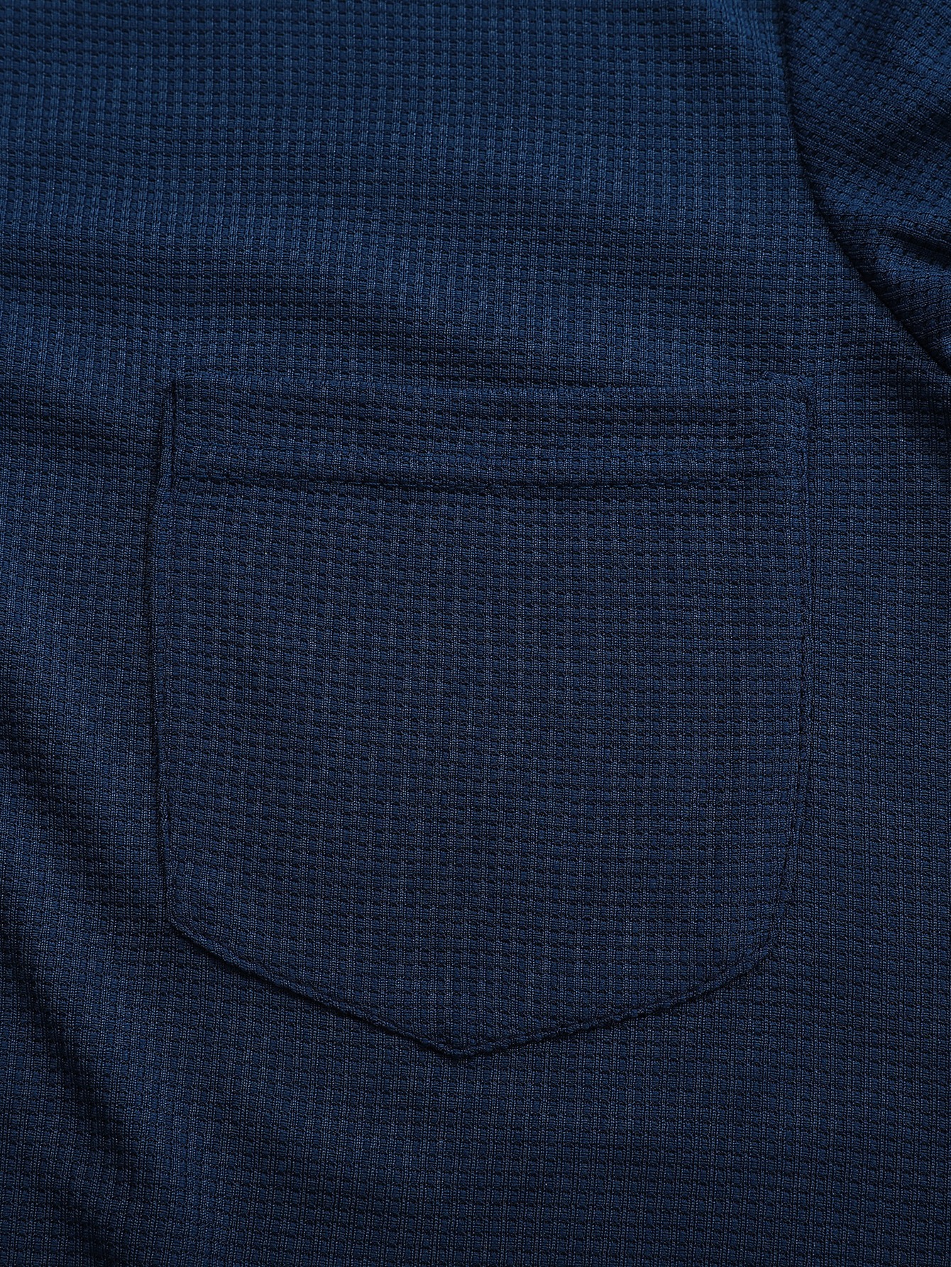 Mens Casual Waffle Henley Tops False Bilayer Quarter Button Solid Color Pullover With Pockets