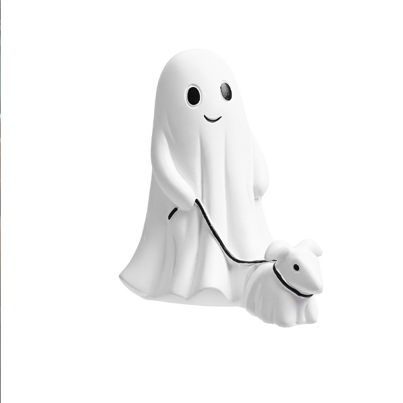 Ghost Walking Dog Statue Set