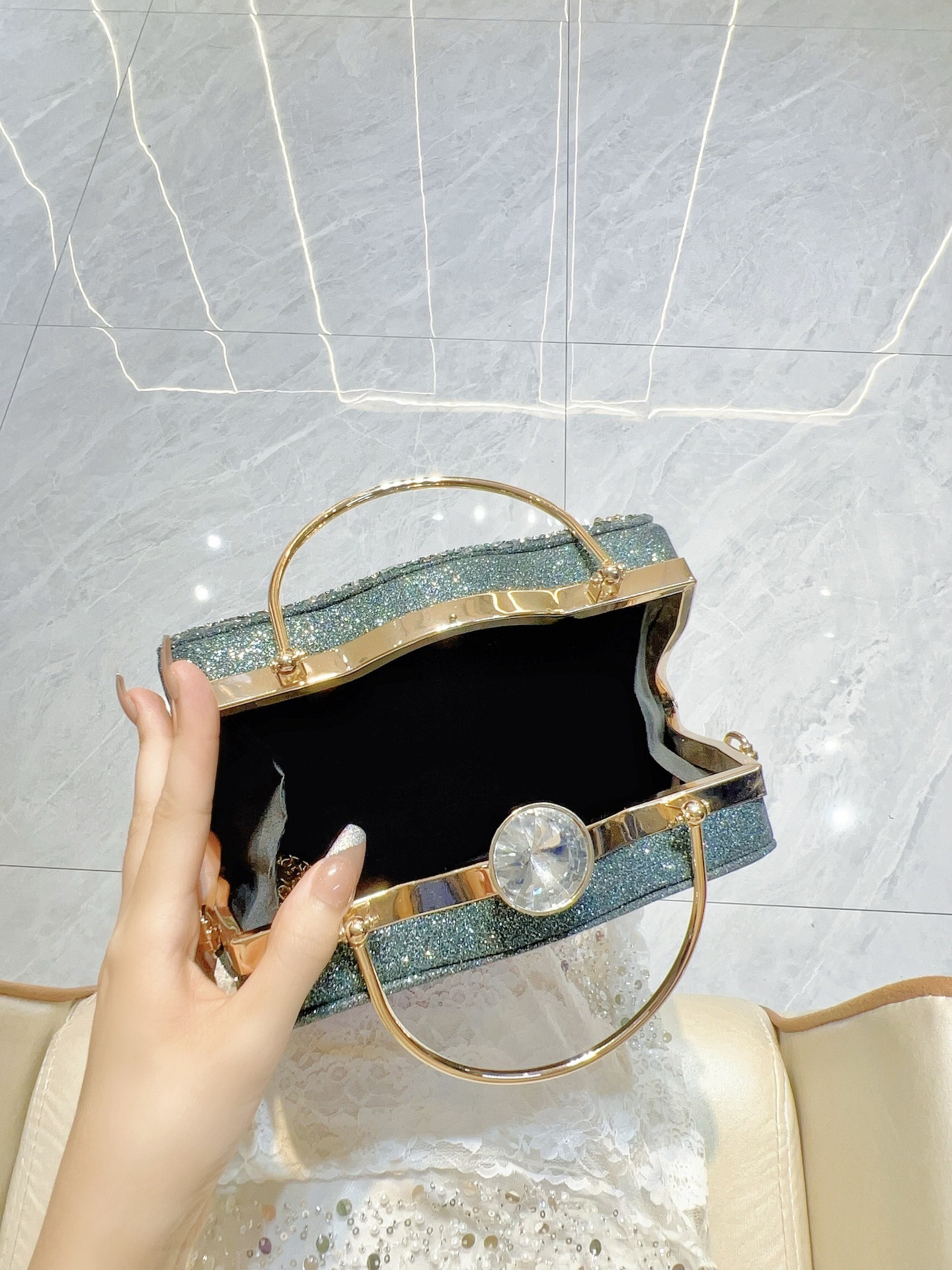 Peacock shape diamond handbag