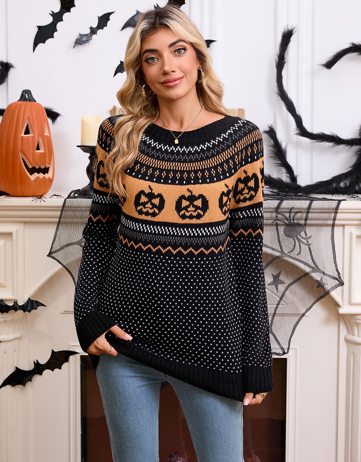 Halloween Retro Dot Knit Sweater