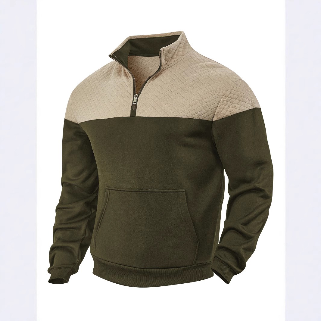 Men's Waffle Quarter Zip Sports & Outdoor Standing Collar Sweatshirt 