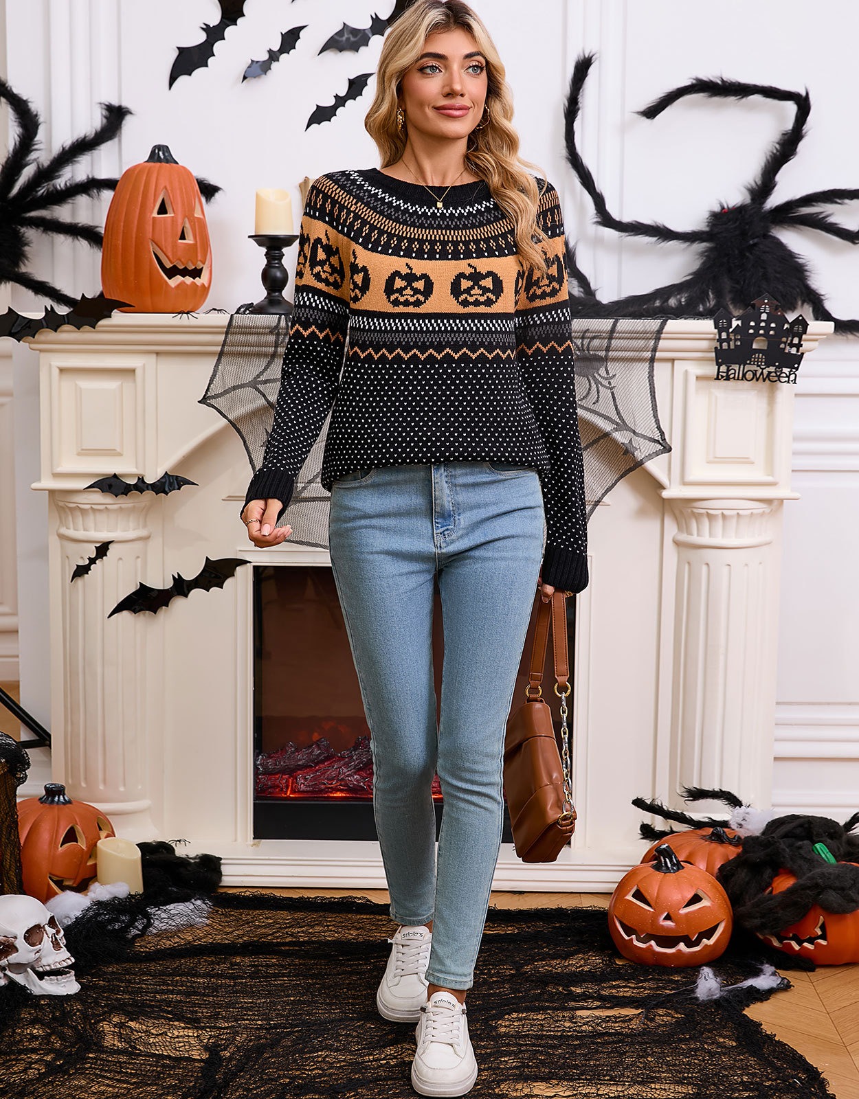 Halloween Retro Dot Knit Sweater