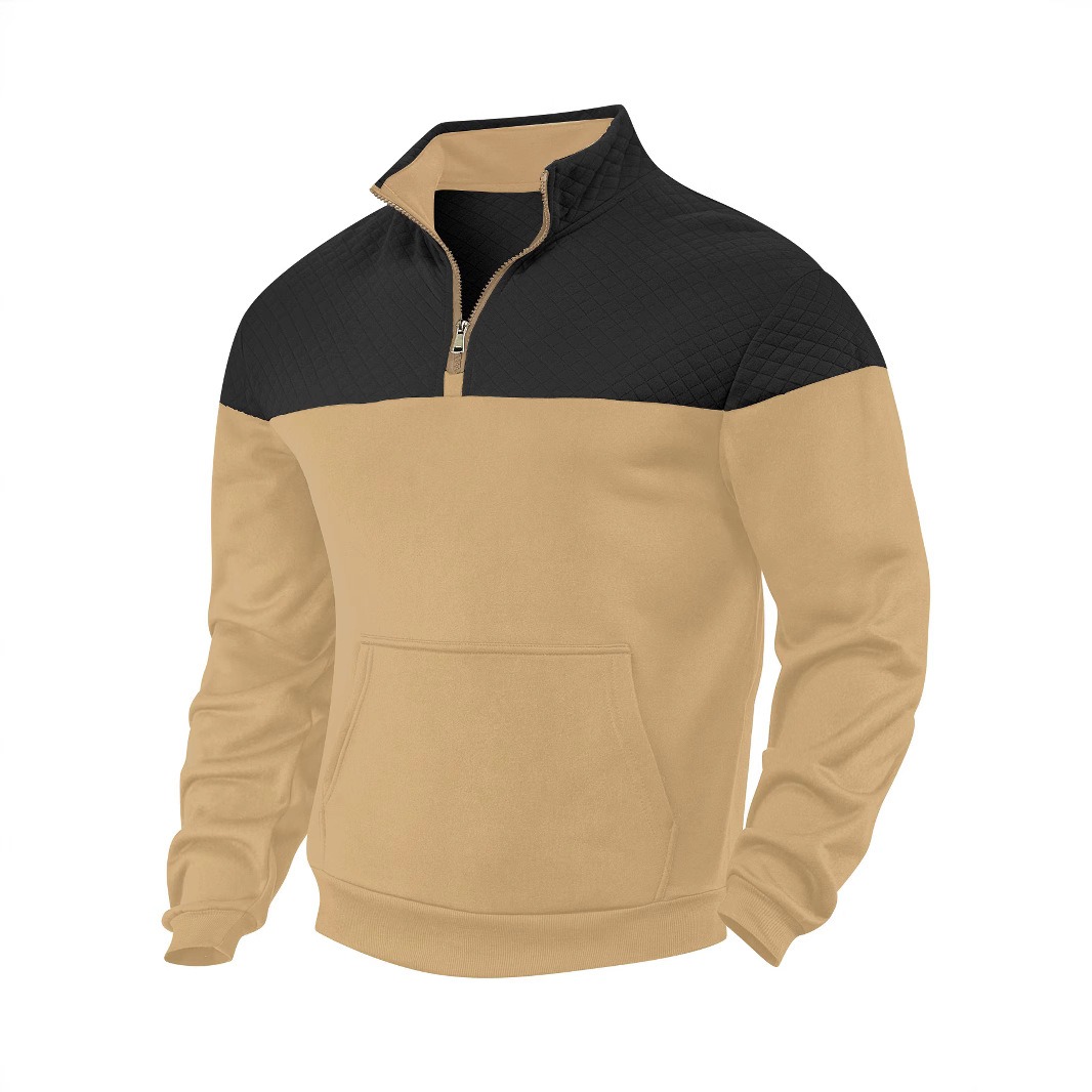 Men's Waffle Quarter Zip Sports & Outdoor Standing Collar Sweatshirt 