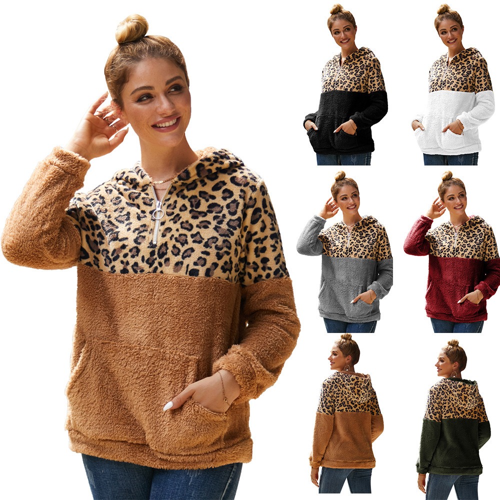 Women's Leopard Fleece Sweatshirt 
