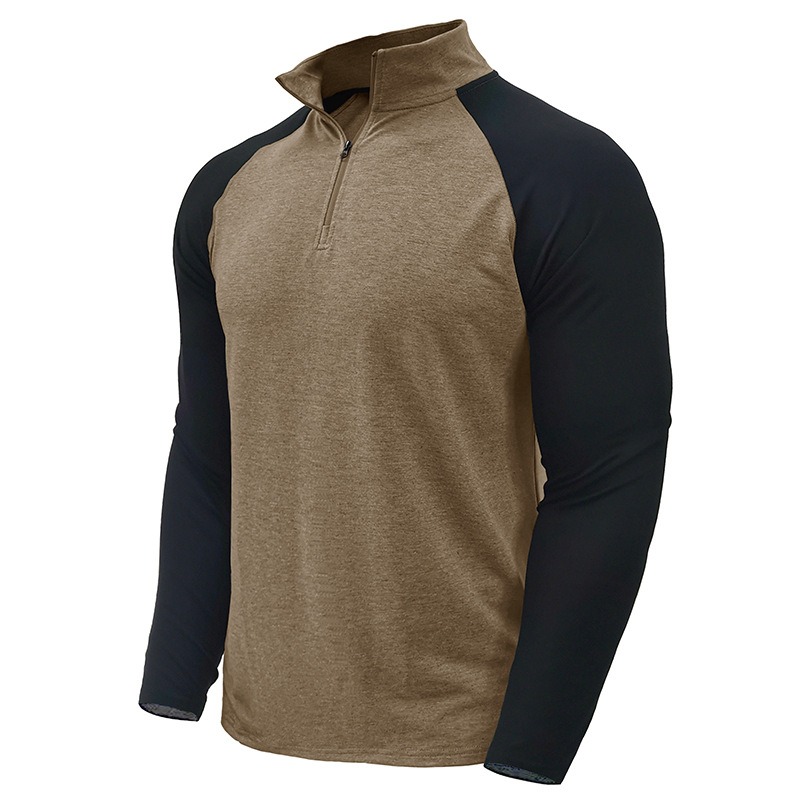 Men's Raglan Long Sleeve Quarter Zip Stand Collar Sports Pullover