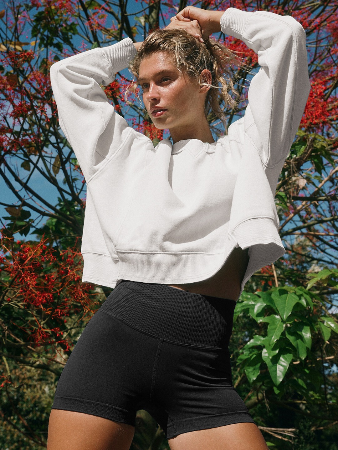 Women Fashion Casual Solid Color Round Neck Long Sleeve Sweatshirt