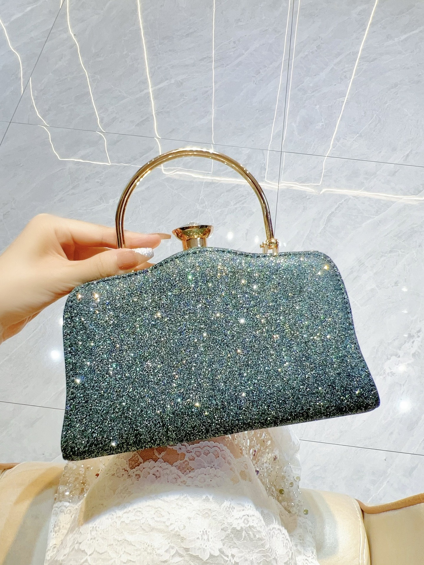 Peacock shape diamond handbag