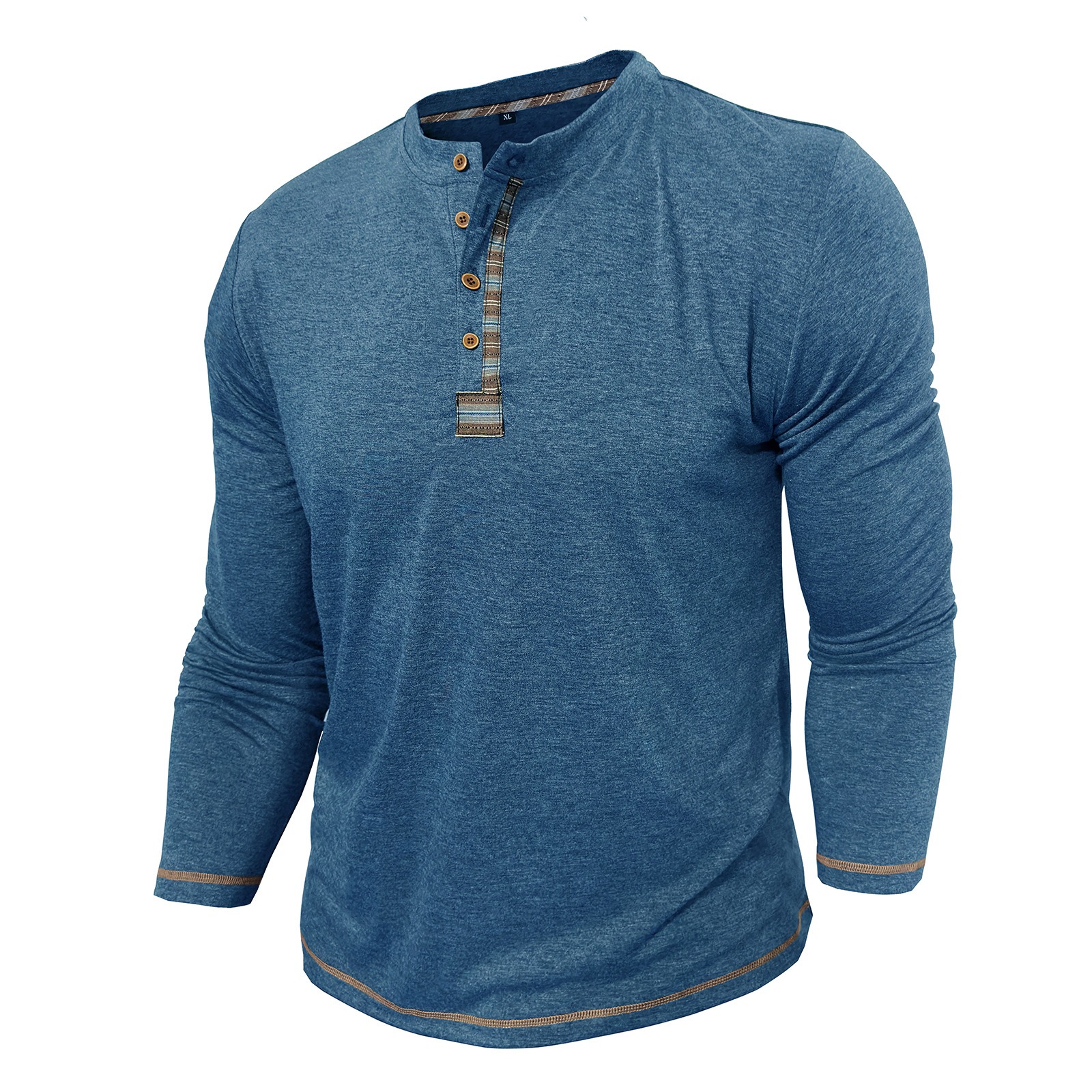 Men's crew neck long sleeve tough henley T-shirt