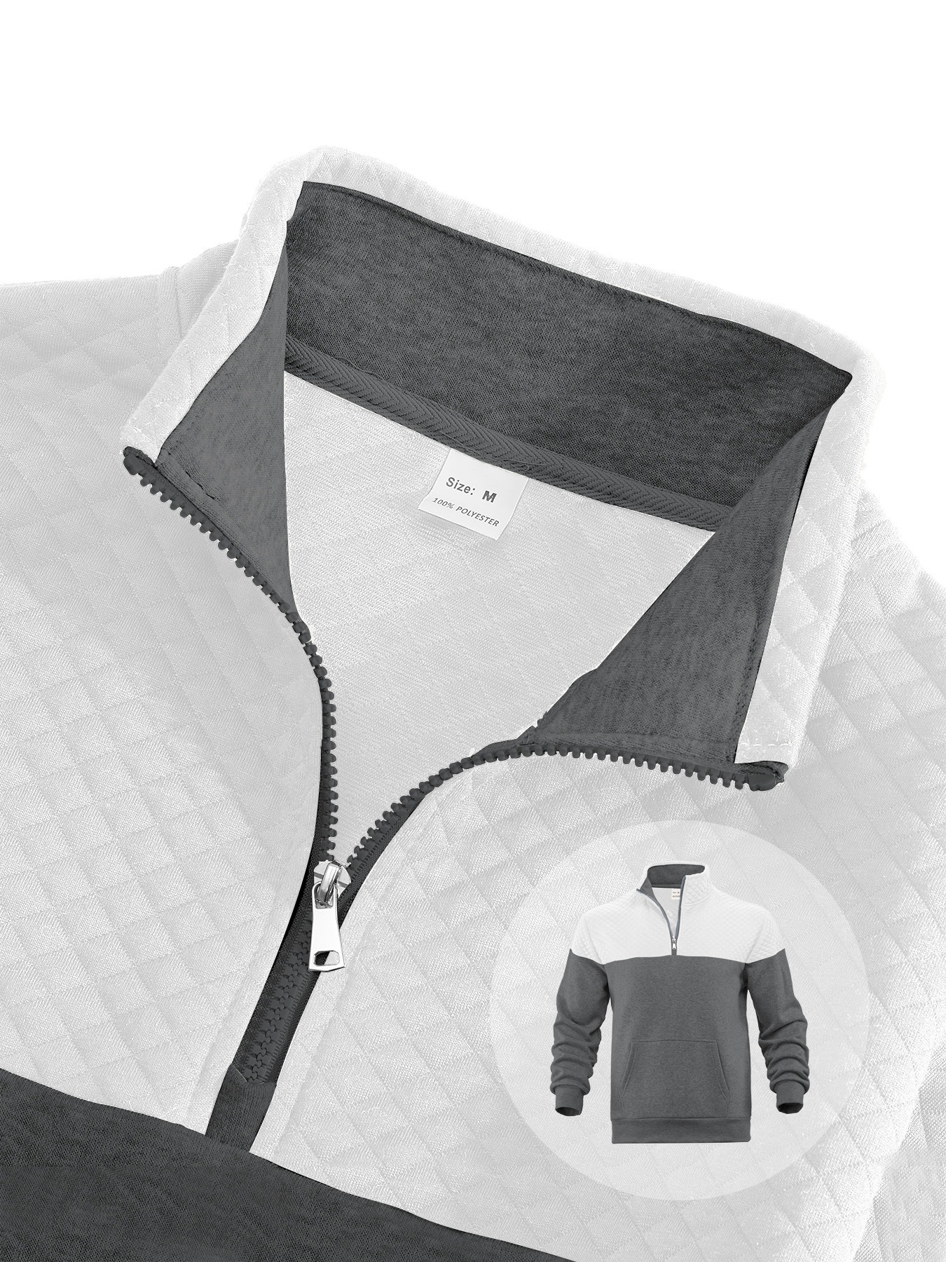 Men's Waffle Quarter Zip Sports & Outdoor Standing Collar Sweatshirt 