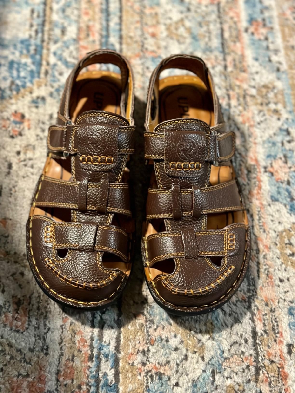 Men Closed Toe Leather Fisherman Adjustable Summer Sandals