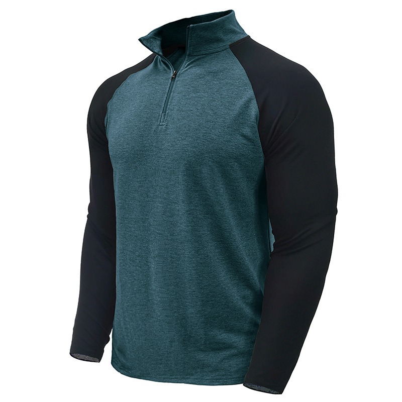 Men's Raglan Long Sleeve Quarter Zip Stand Collar Sports Pullover