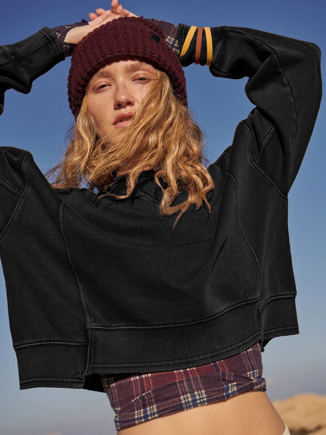 Women Fashion Casual Solid Color Round Neck Long Sleeve Sweatshirt