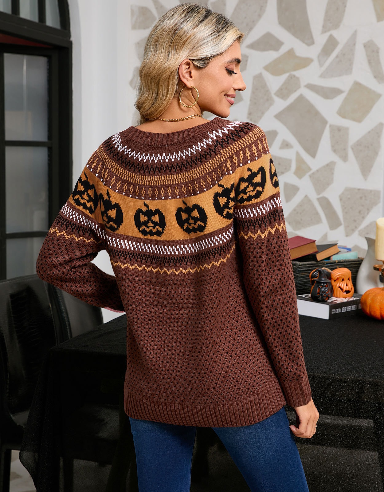 Halloween Retro Dot Knit Sweater