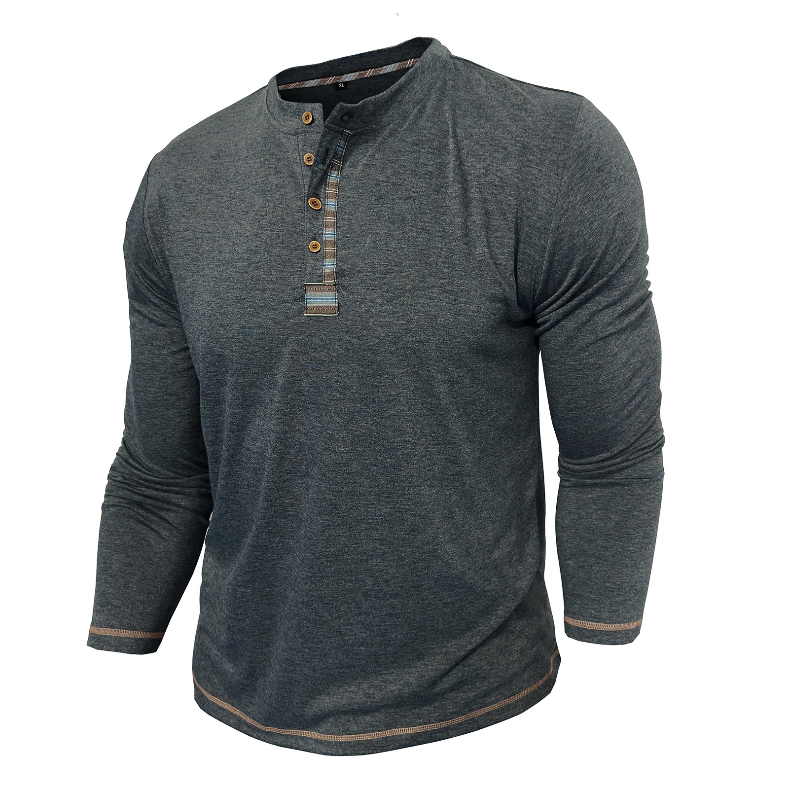 Men's crew neck long sleeve tough henley T-shirt