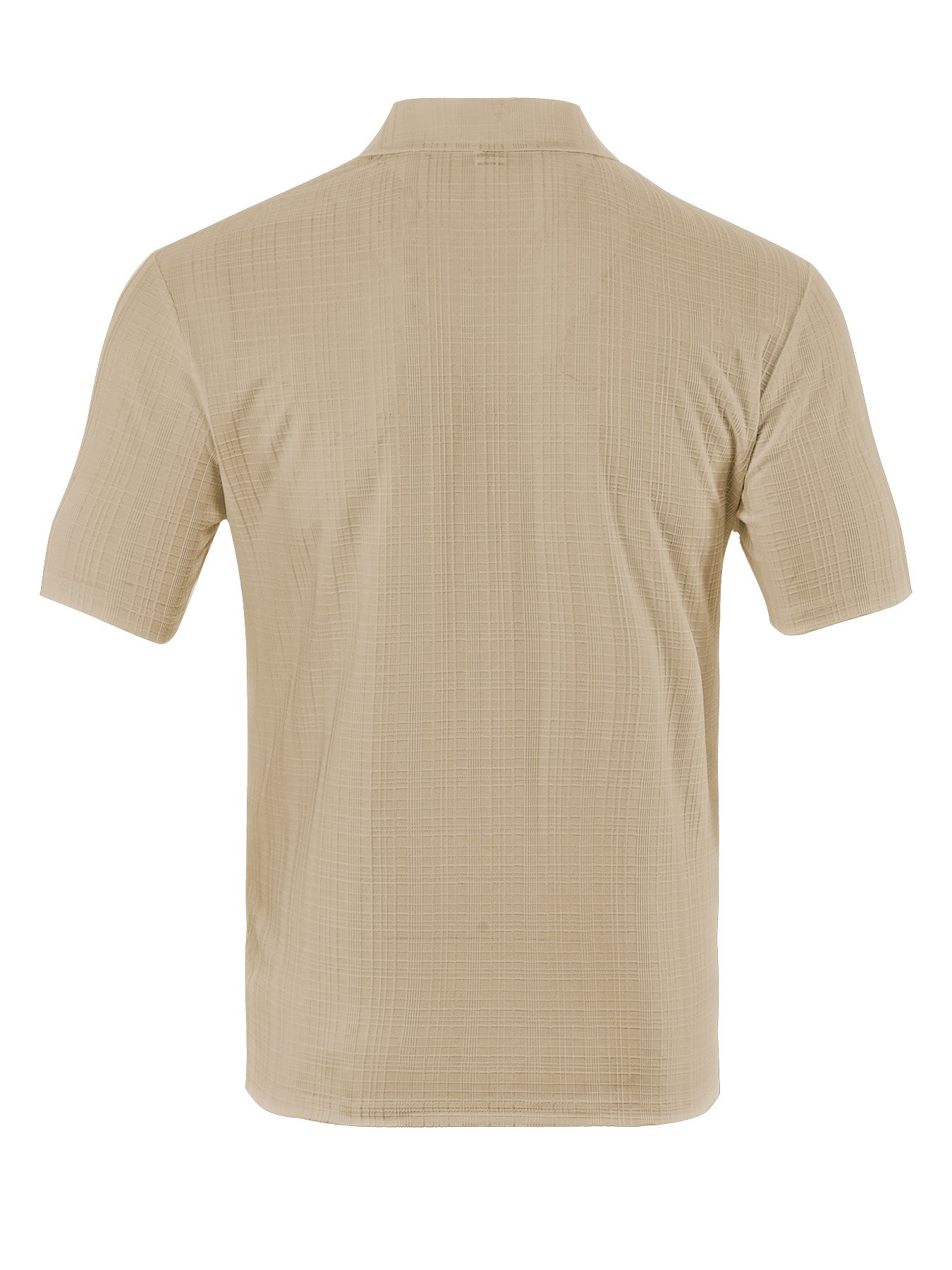 Men Waffle Plaid Lapel Short Sleeve Shirt 