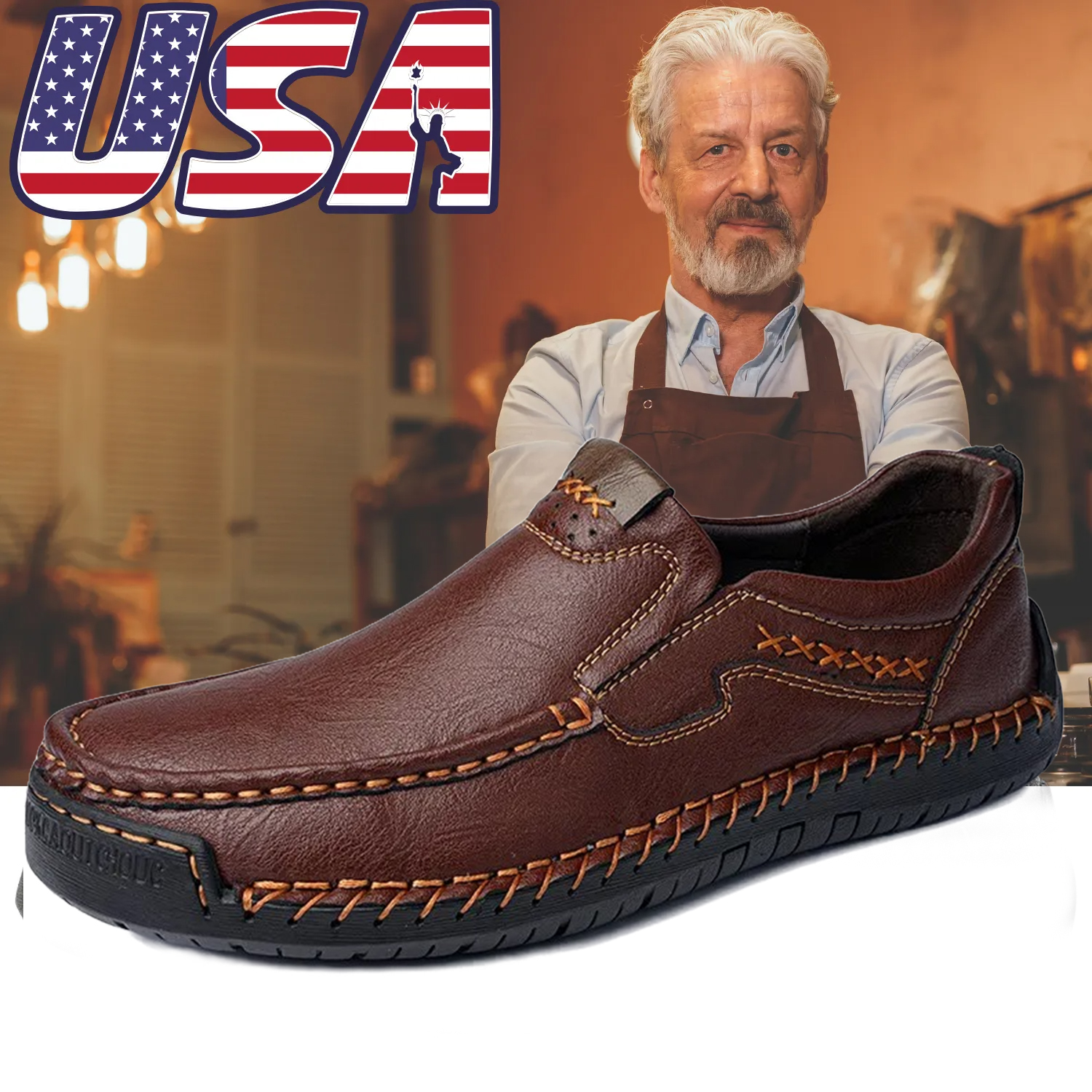 50% OFF🔥 Men’s Premium Leather Loafers - Arch Support & Wide Fit Slip-On Shoes