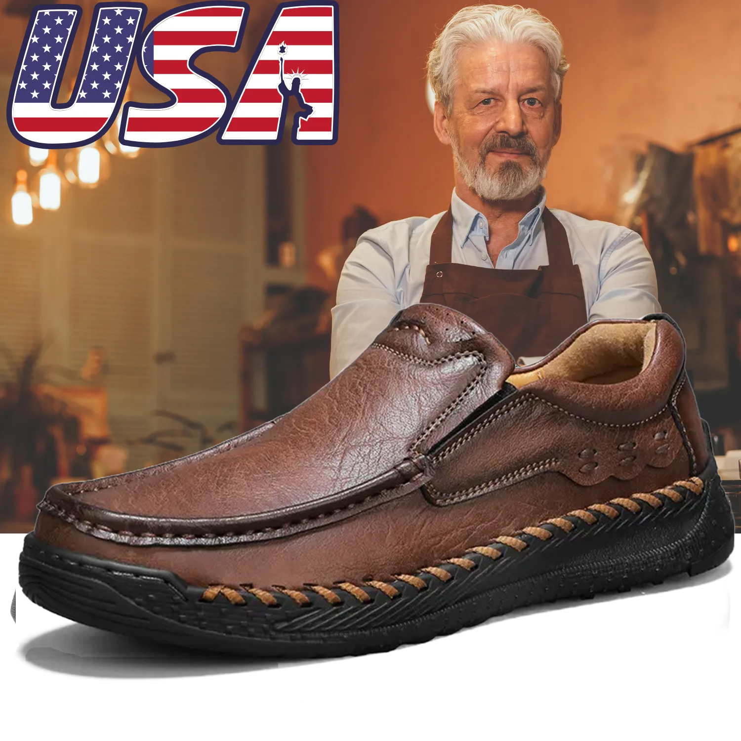 50% OFF🔥Men Orthopedic Loafers – Handcrafted Leather, Wide Toe Box & Arch Support