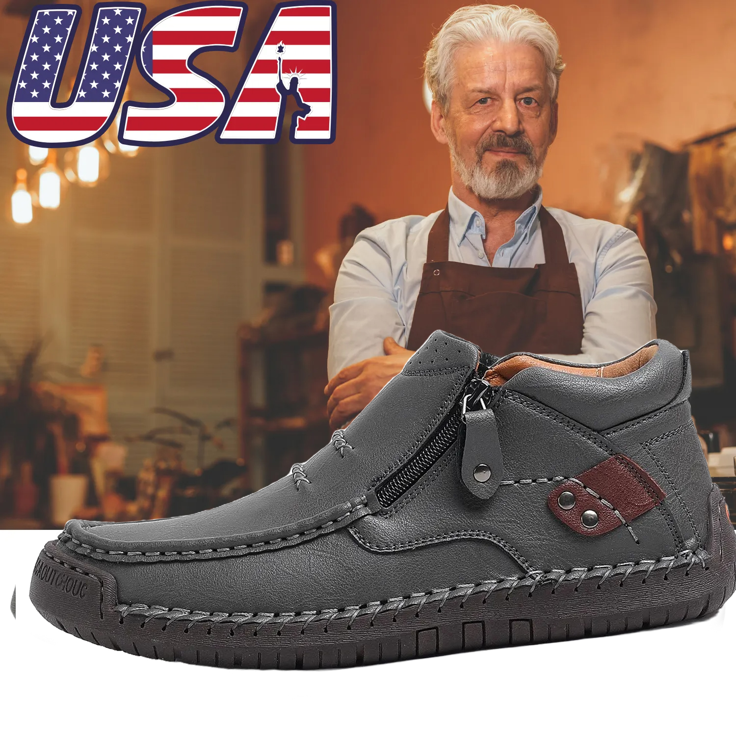 Limited Time Sale 70% OFF-Men’s Handmade Premium Leather Slip