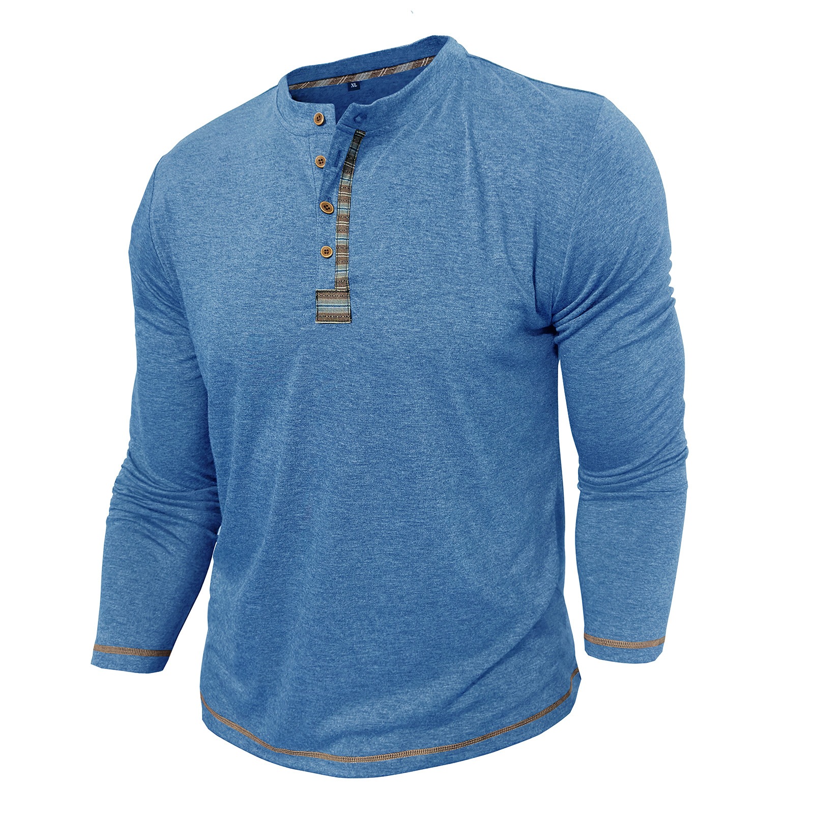 Men's crew neck long sleeve tough henley T-shirt