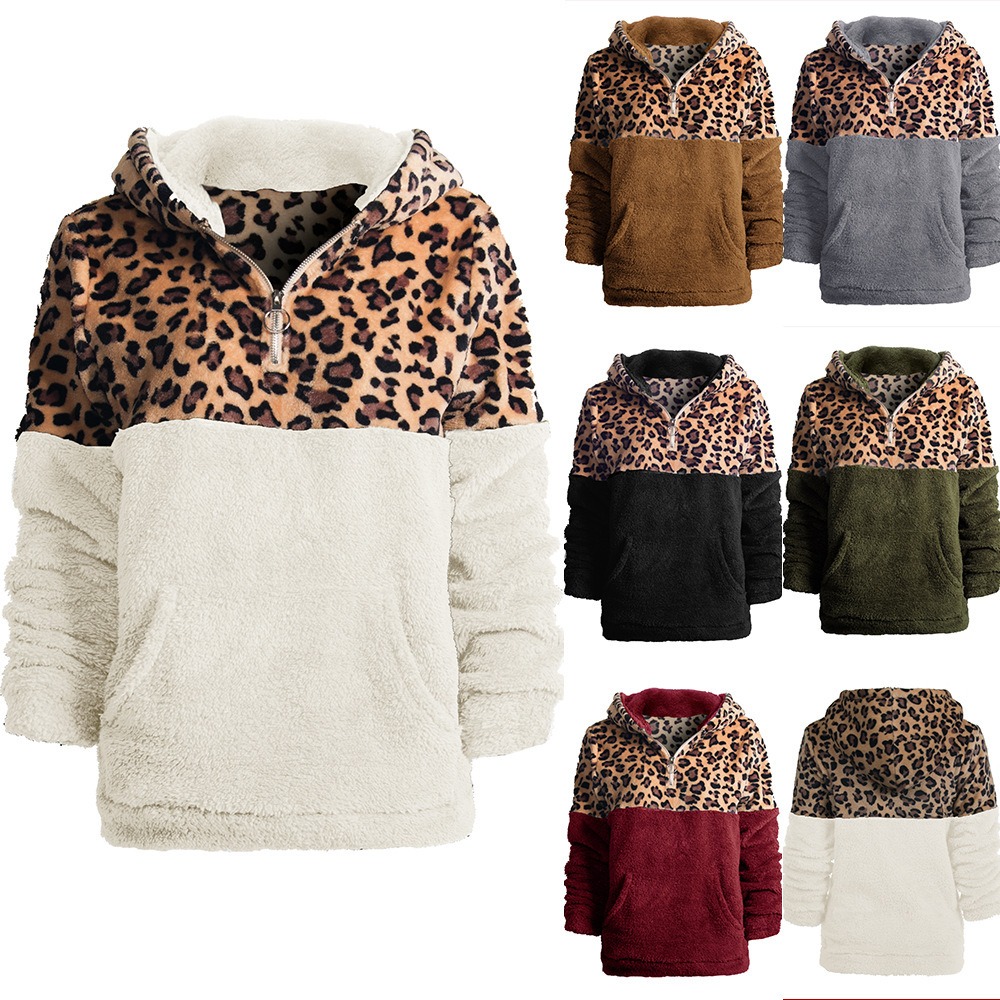Women's Leopard Fleece Sweatshirt 