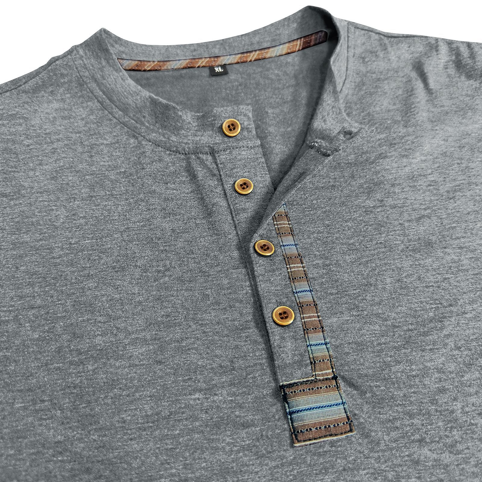 Men's crew neck long sleeve tough henley T-shirt