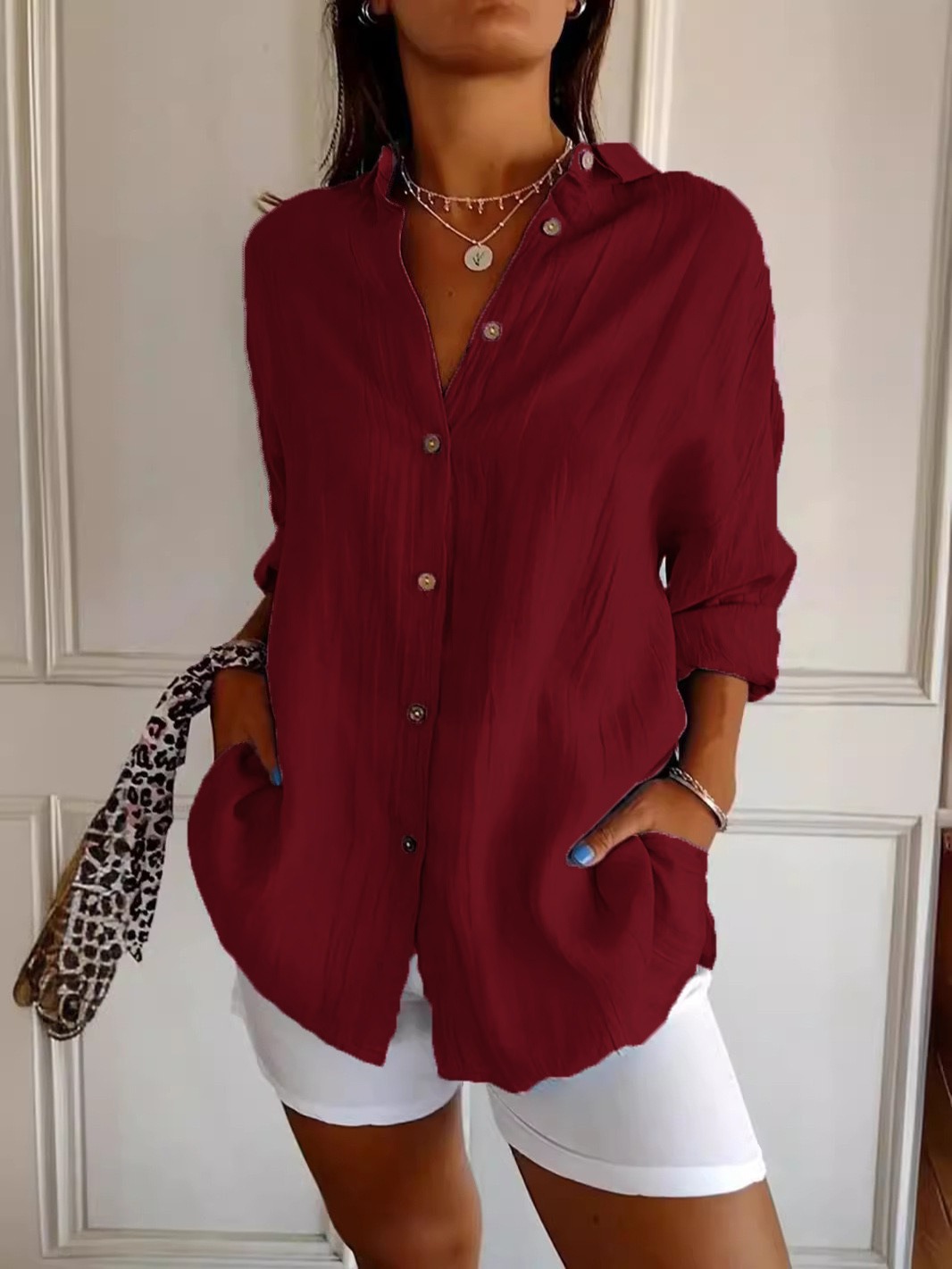 Elegant Solid Color Shirt