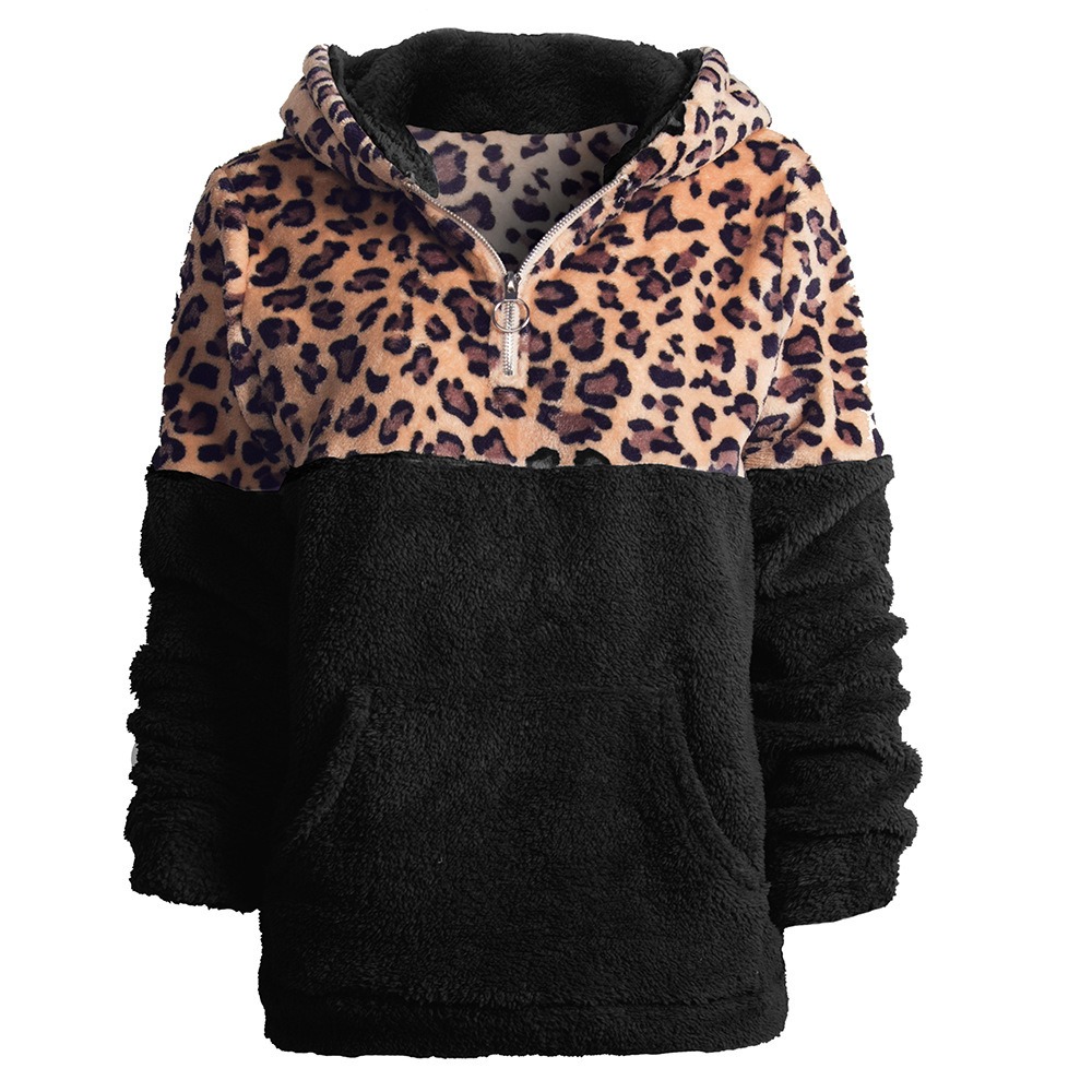 Women's Leopard Fleece Sweatshirt 