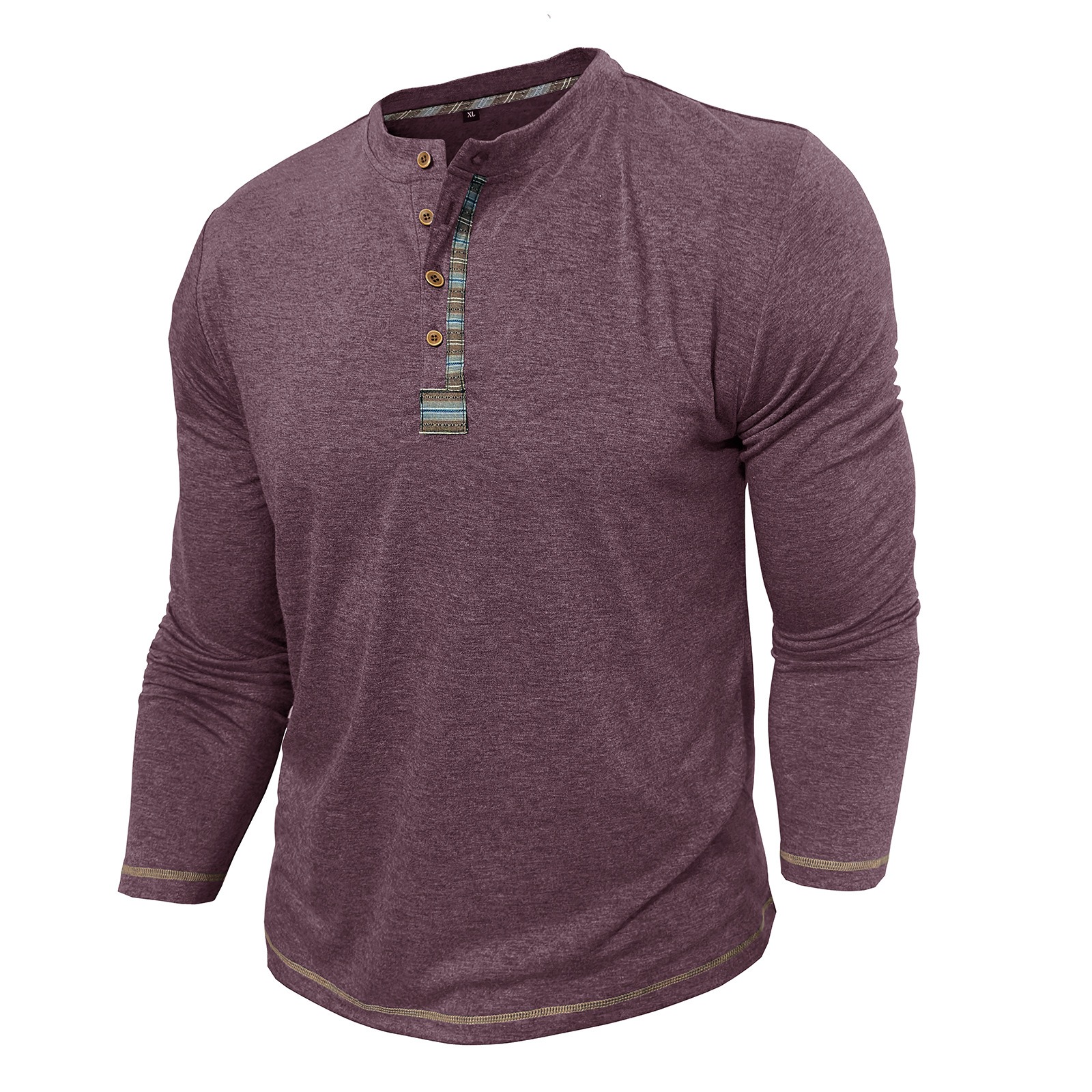 Men's crew neck long sleeve tough henley T-shirt