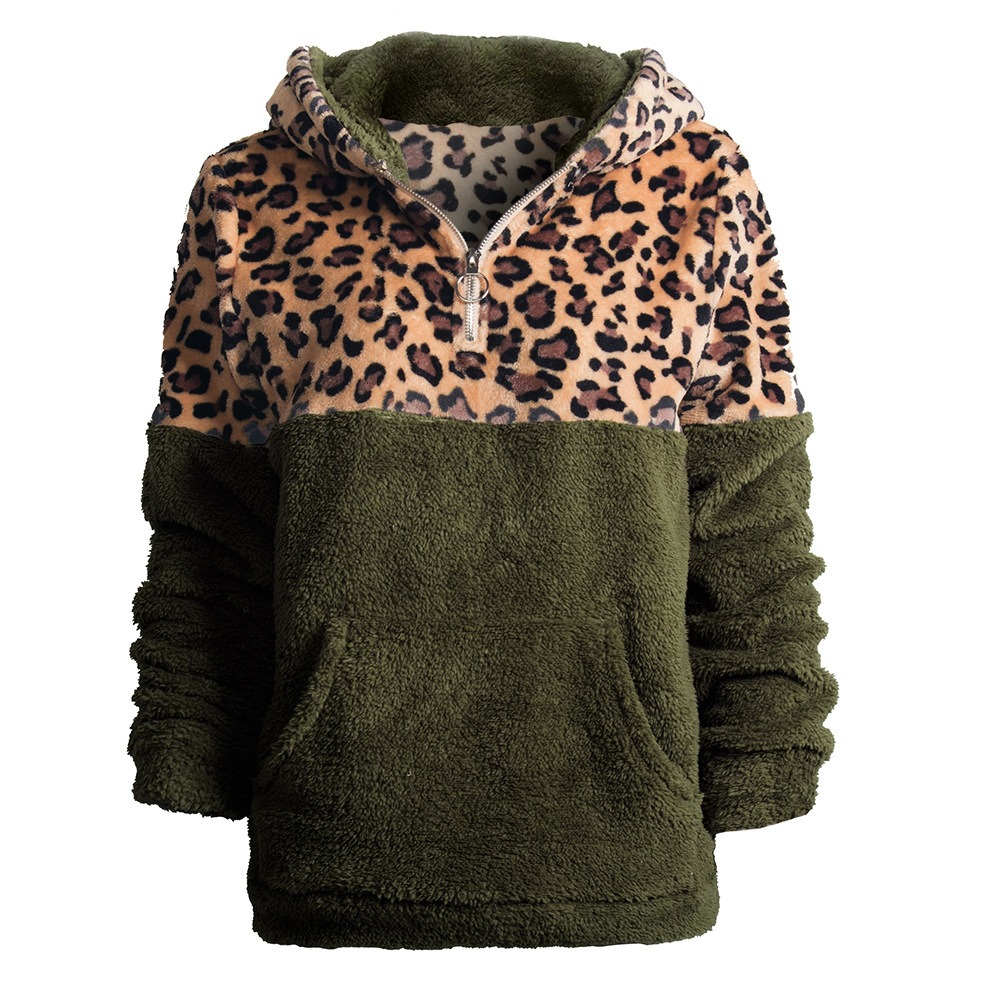Women's Leopard Fleece Sweatshirt 