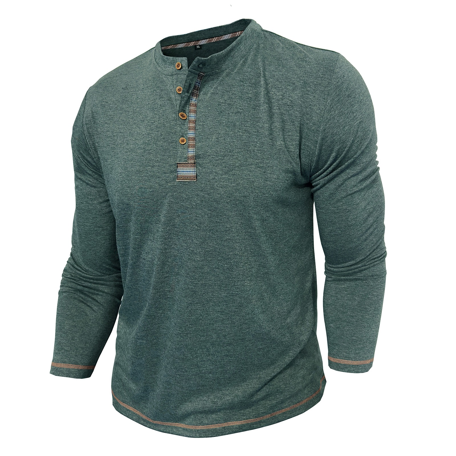 Men's crew neck long sleeve tough henley T-shirt