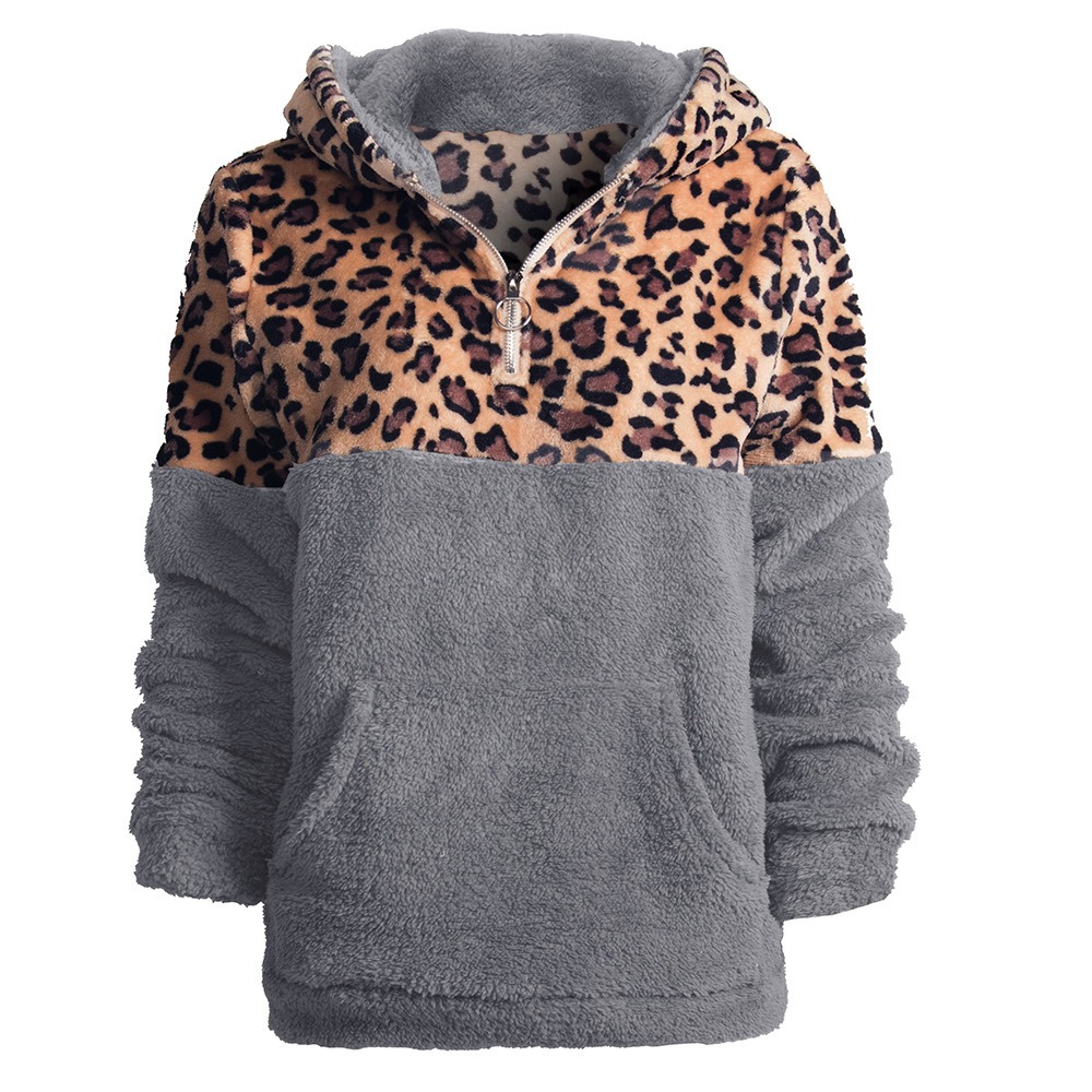 Women's Leopard Fleece Sweatshirt 