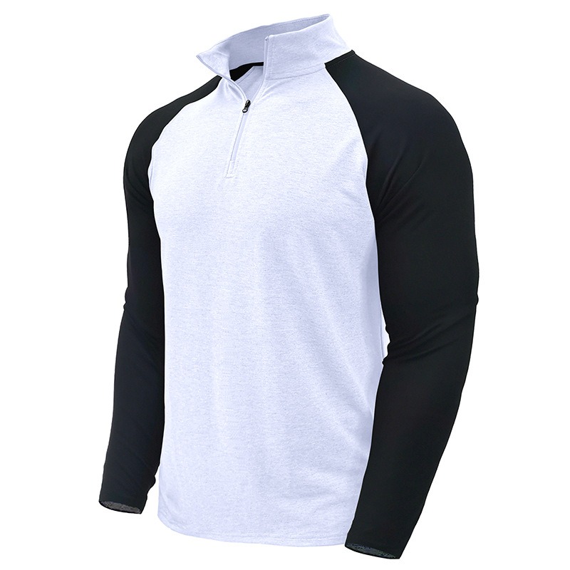 Men's Raglan Long Sleeve Quarter Zip Stand Collar Sports Pullover