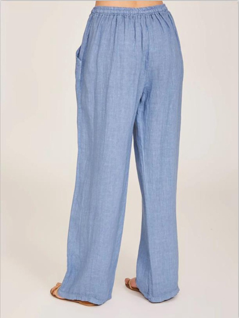 Women's Summer Cotton Linen Lounge Pants with Elastic Waist