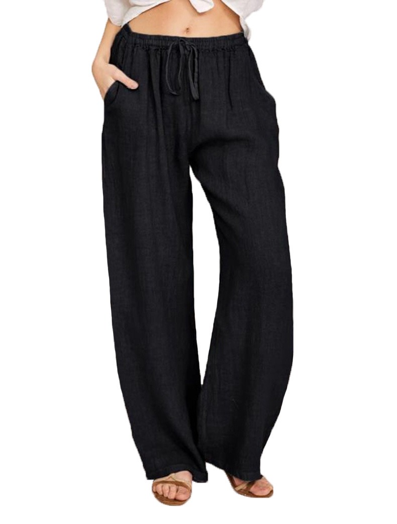 Women's Summer Cotton Linen Lounge Pants with Elastic Waist