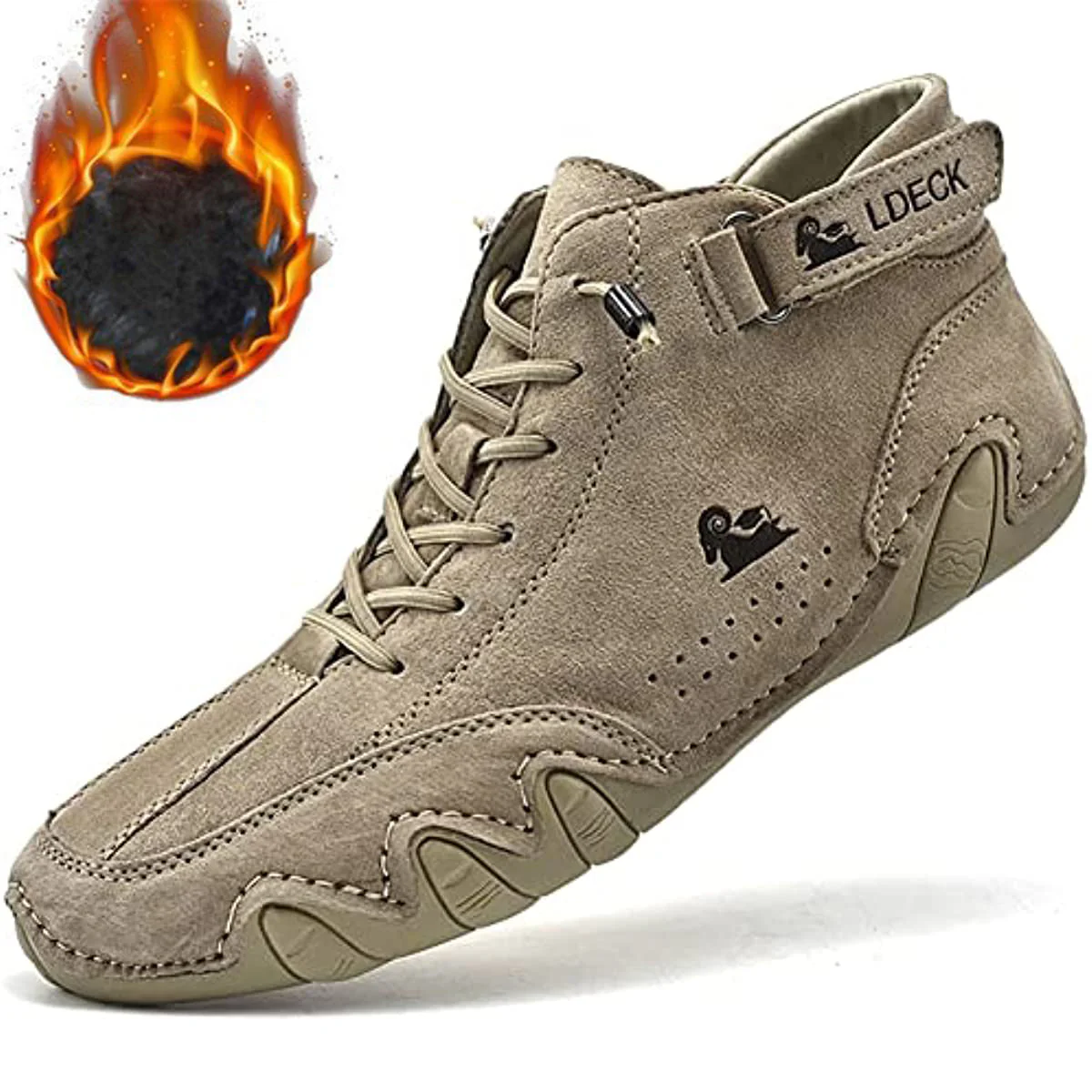 Men Italian Handmade Suede Velcro High Boots