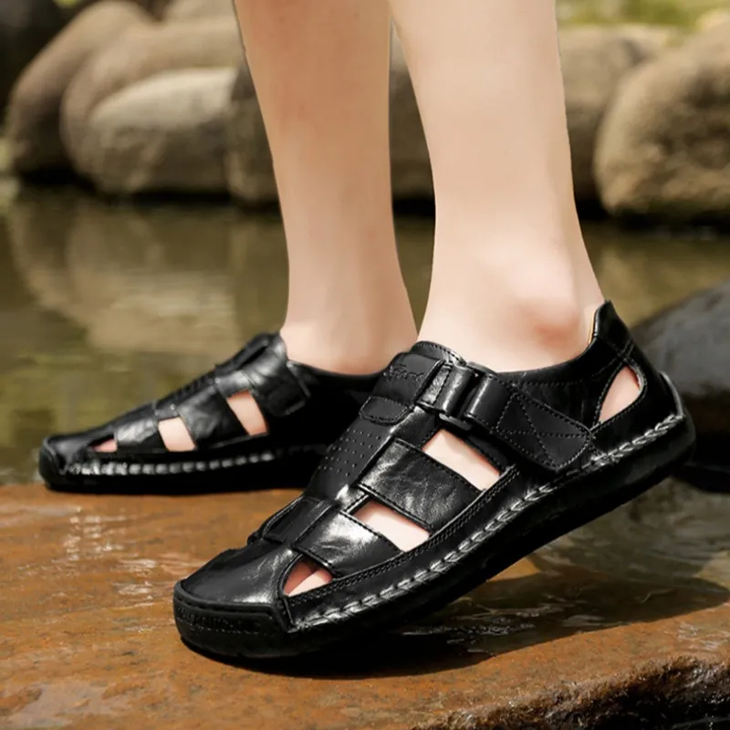 (🎉50 % Rabatt heute, nur heute – nicht verpassen) – Orthopädische Herrensandalen aus echtem australischem Kalbsleder ✅ Bequemes Gehen, Schmerzlinderung